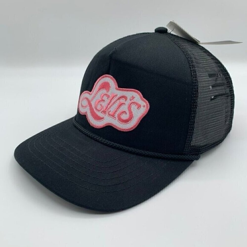 Levi Strauss Black Pink Snapback Trucker Hat New